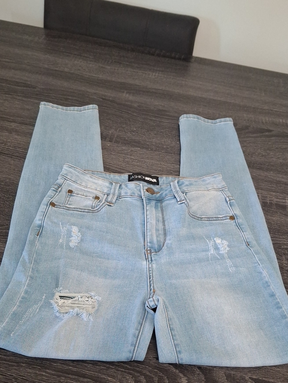 Fashion Nova/ Light Blue Distressed Skinny Jeans- W Sz 5
